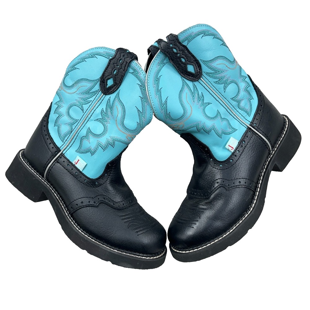 Justin Women 8 B Gypsy Gemma Cowgirl Western Black Turquoise L9905 Ankle Boot